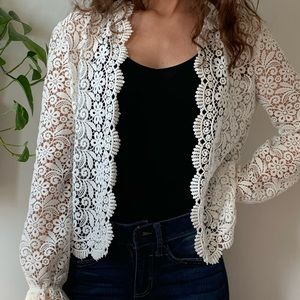 Guipure white lace jacket from Zara